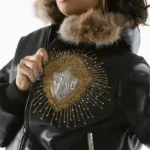 Pelle Pelle Platinum and Diamonds Fur Hood Black Plush Jacket