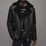 Drip Shearling Black Leather Jacket