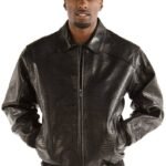 Pelle Pelle Men Black Plain Crocodile Jacket