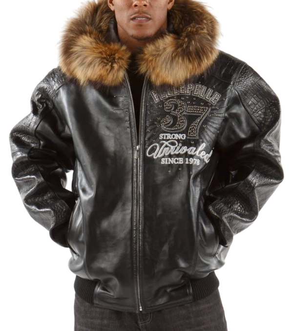 Pelle Pelle Black Avant Garde Fur Hood Jacket