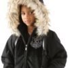 Pelle Pelle Kids Black Fur Hooded Wool Jacket