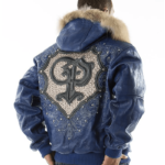 Pelle Pelle Crest Fur Hood Blue Jacket