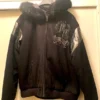 Womens Black Wool With Hood Jacket