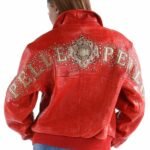 Ladies Pelle Pelle Shoulder Crest Red Leather Jacket