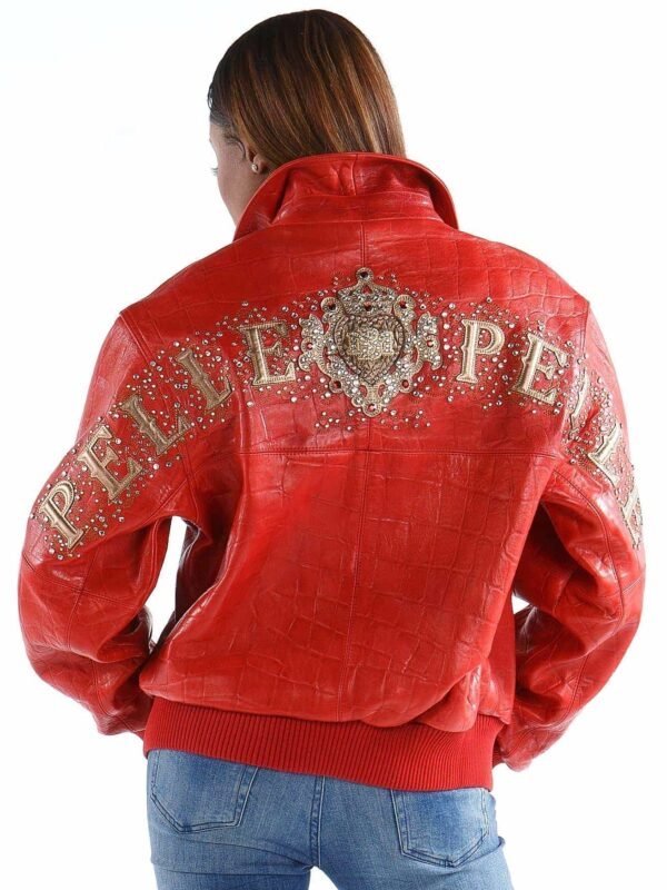 Ladies Pelle Pelle Shoulder Crest Red Leather Jacket